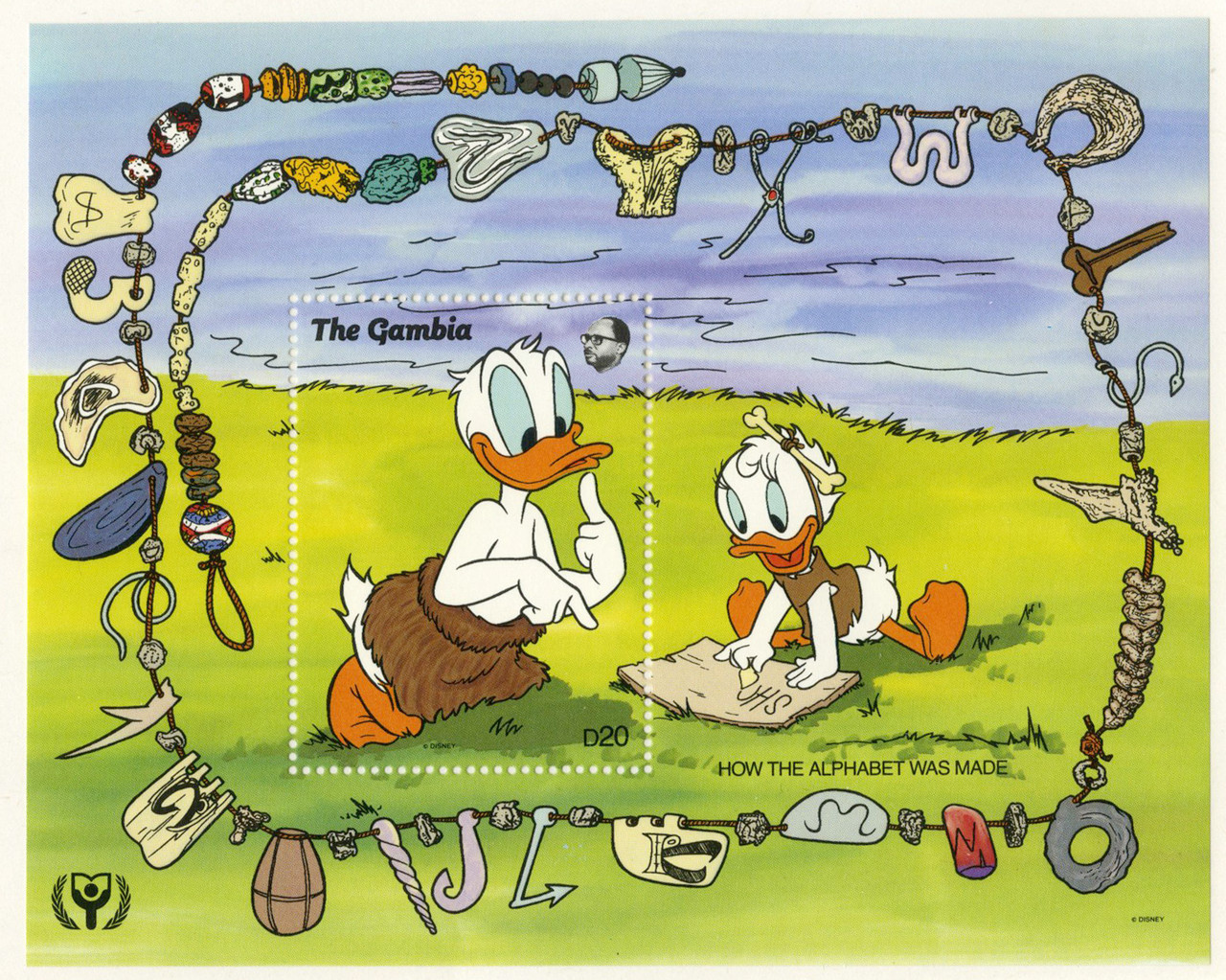 MDS279B - 1991 Disney Commemorates International Literacy Year, Mint Souvenir Sheet, Gambia