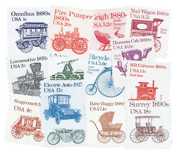 1897-1908 - 1981-84 Transportation Series, Set of 14 Stamps
