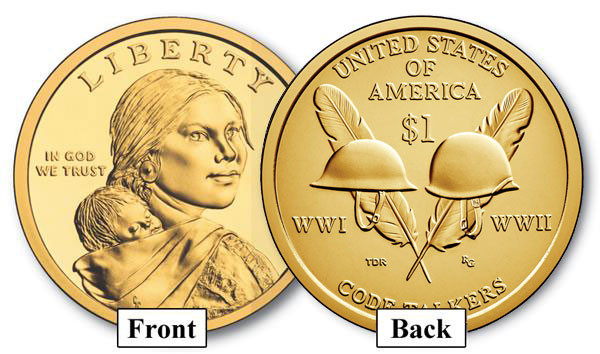 CW-016P - 2016 $1 Native American Coin - WW II Code Talkers, P