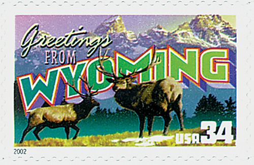 3610 - 2002 34c Greetings From America: Wyoming