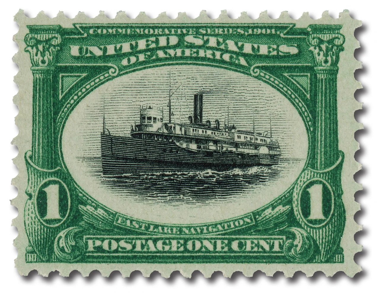 294 - 1901 1c Fast Lake Navigation, Green & Black