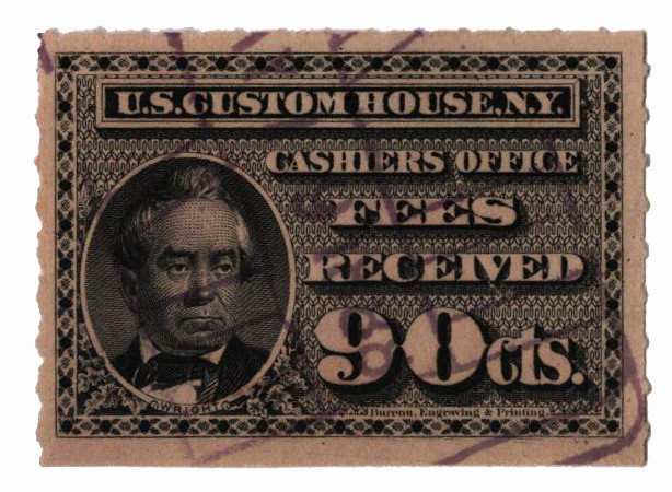 RL8 - 1887 90c Customs Fee Stamp, Black