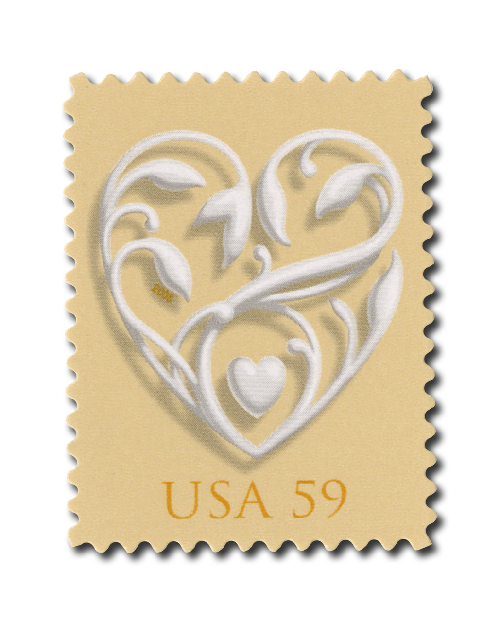4272 - 2008 59c Wedding Series: Wedding Hearts, Yellow