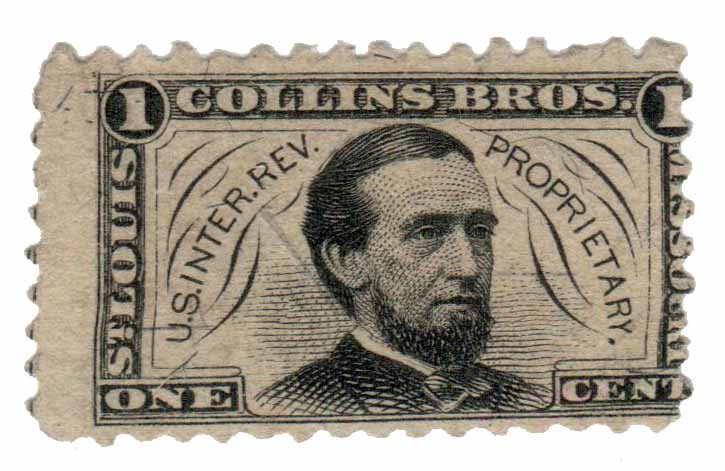 RS59b - 1871-77 1c Collins Bros., Black, Silk Paper