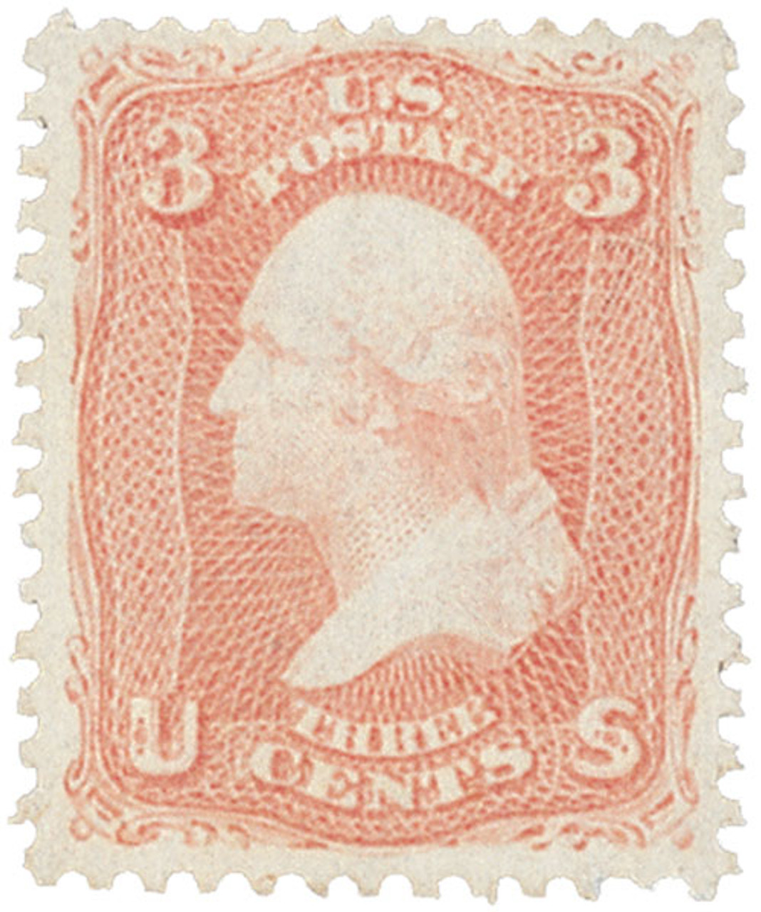 65 - 1861-62 3c Washington, Rose, Perf. 12
