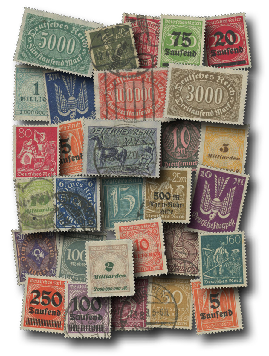 MP2100 - 1923 Germany Inflation Stamps Collection, 146 Stamps