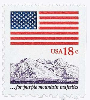 1893 - 1981 18c Flag & Purple Mountain Majesties - Mystic Stamp