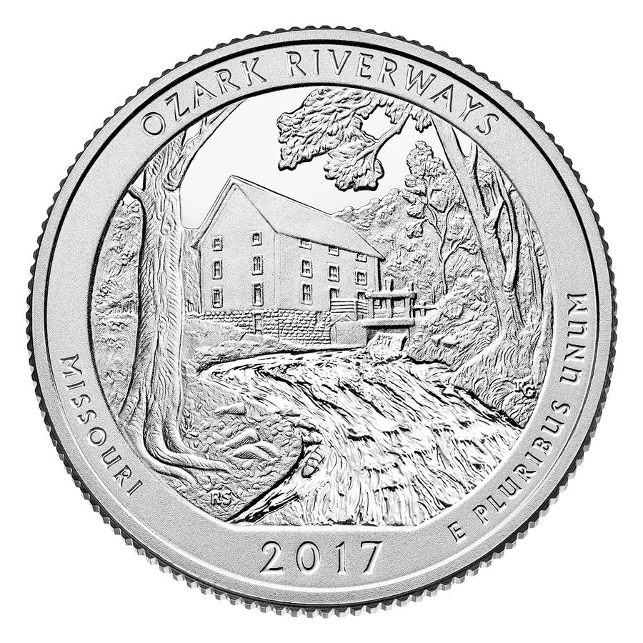 BUSH DE BRUNT U2 PARKMAN シェラカップ　ドックタグセット CNMOON25P - 2017 Ozark National Scenic River Way Quarter, P Mint