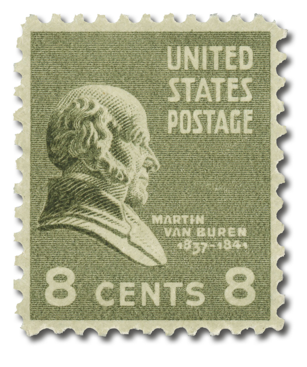 813 - 1938 8c Martin Van Buren, Olive Green - Mystic Stamp Company