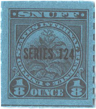 TE1052a - 1954, 1/8oz Snuff Tax Revenue Stamps - Series 124