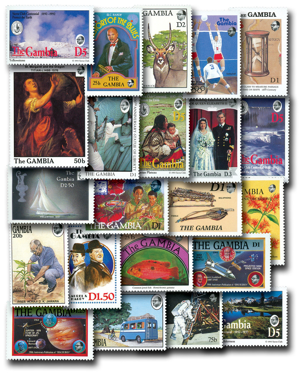 MP1471 - Gambia, 100 Different Stamps