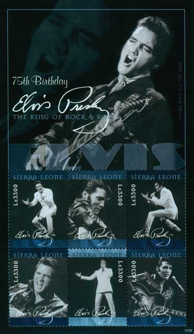 M10832 - 2010 Sierra Leone Elvis 6v Mint