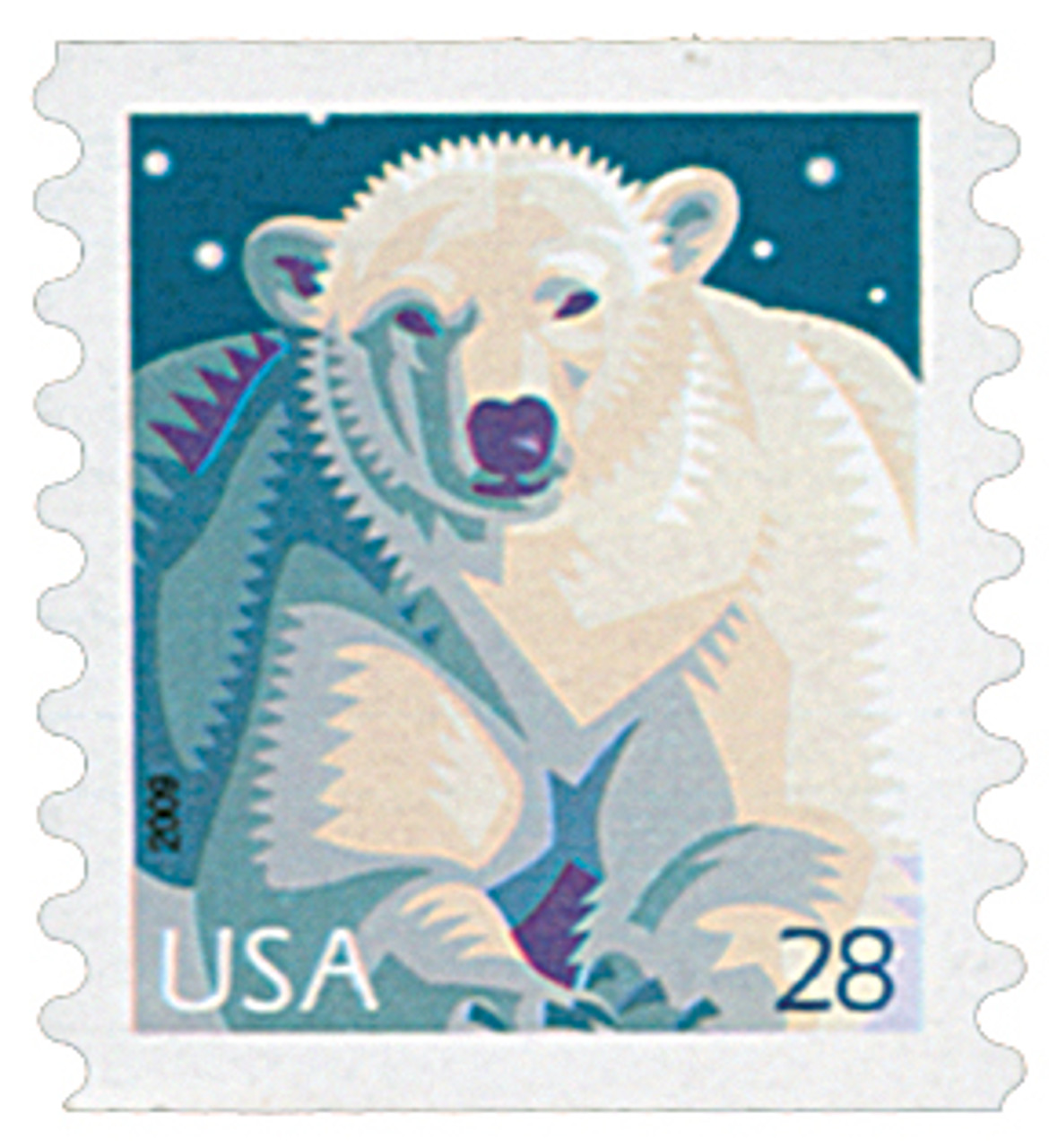 4389 - 2009 28c Polar Bear, coil