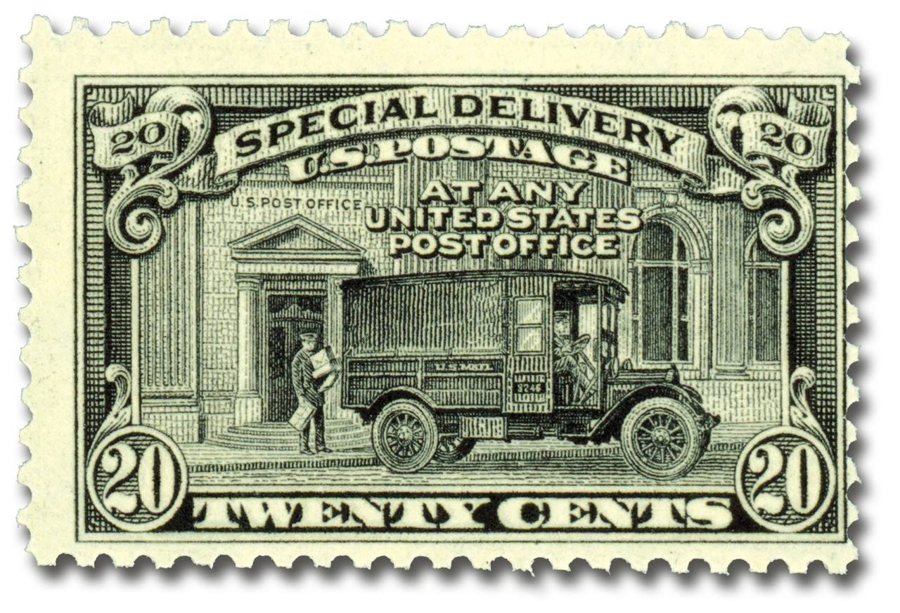 E14 - 1925 20c Special Delivery, Post Office Truck, Black, Perf. 11