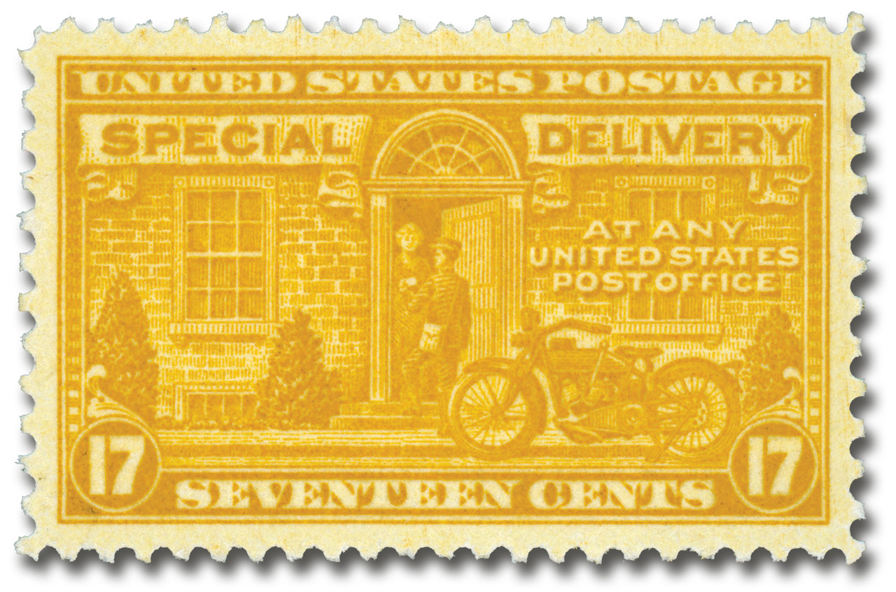 E18 - 1944 17c Special Delivery, Motorcycle Delivery, Orange Yellow, Perf. 11x10.5
