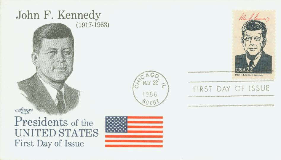切手。USA 37セント。 2219h - 1986 22c AMERIPEX '86: John F. Kennedy - Mystic Stamp Company
