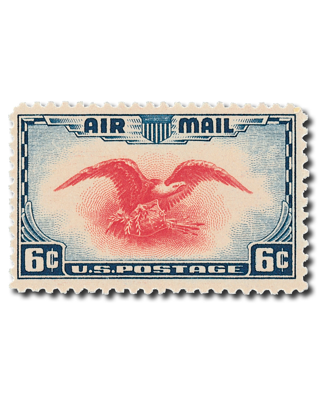 レア1940年代のレッドエアメール6セント使用済切手 レア1940年代の