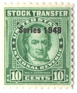 RD265 - 1948 10c Stock Transfer Stamp, Bright Green