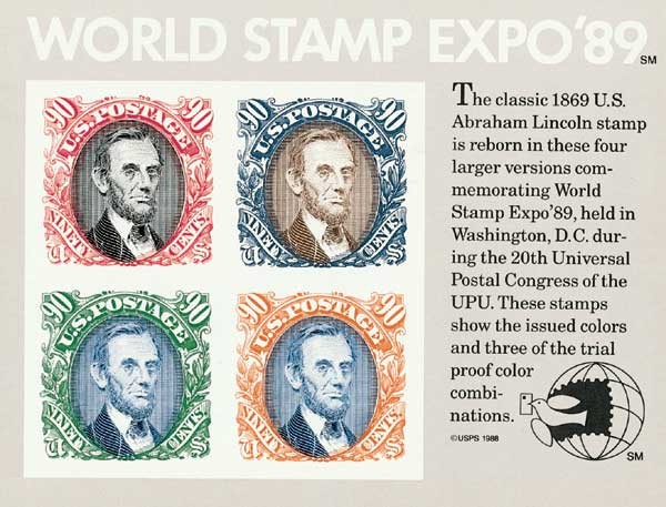 2433 - 1989 90c World Stamp Expo '89, Souvenir Sheet - Mystic