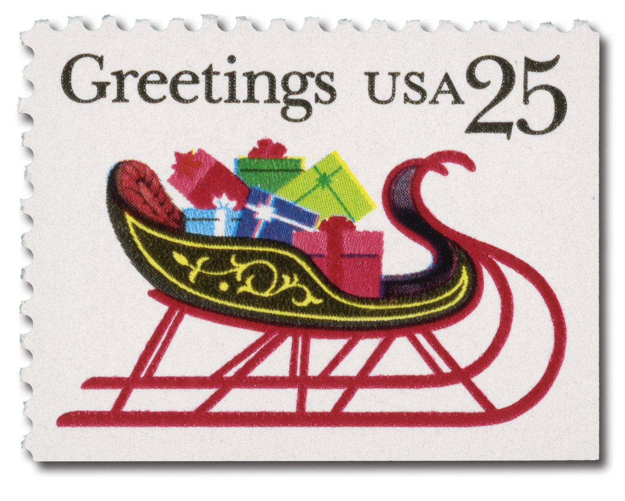 2429 - 1989 25c Sleigh with Presents, Booklet Single