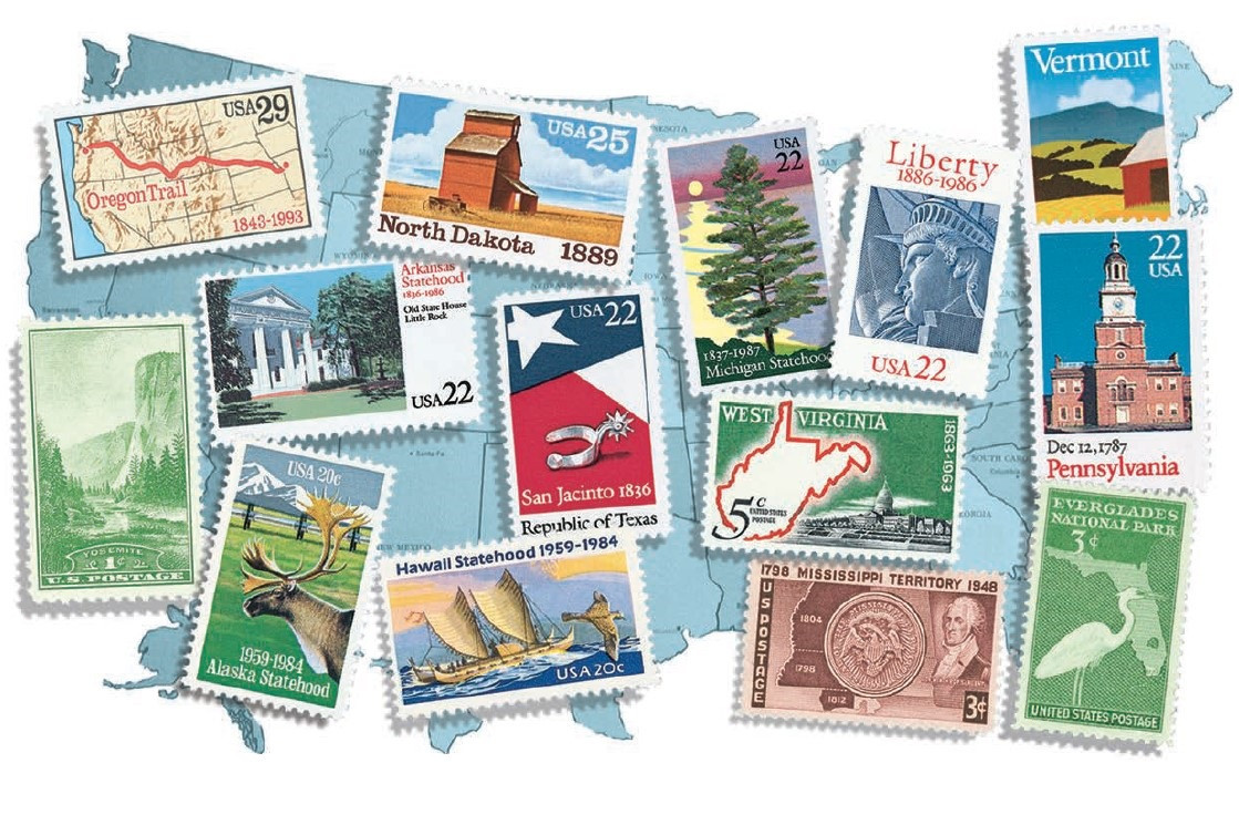 SH337 - 50 Stamps 50 States - Mystic Stamp Company