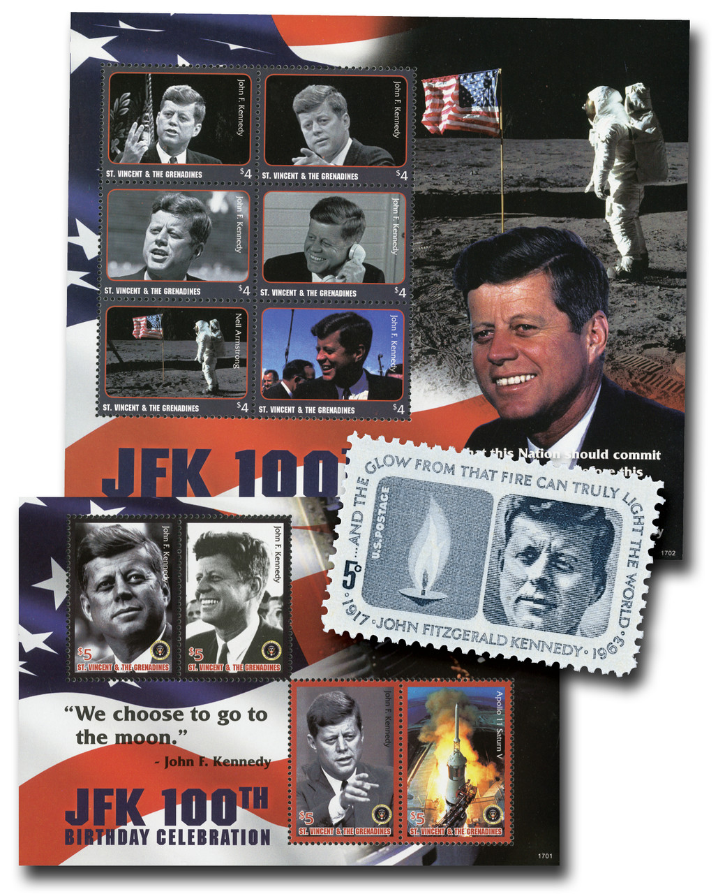 MO102 - JFK 100th Birthday Stamps - Mystic Stamp Company