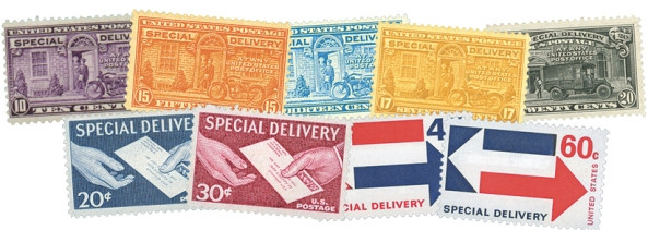 VU - U.S. Special Delivery Stamps 9v Mint