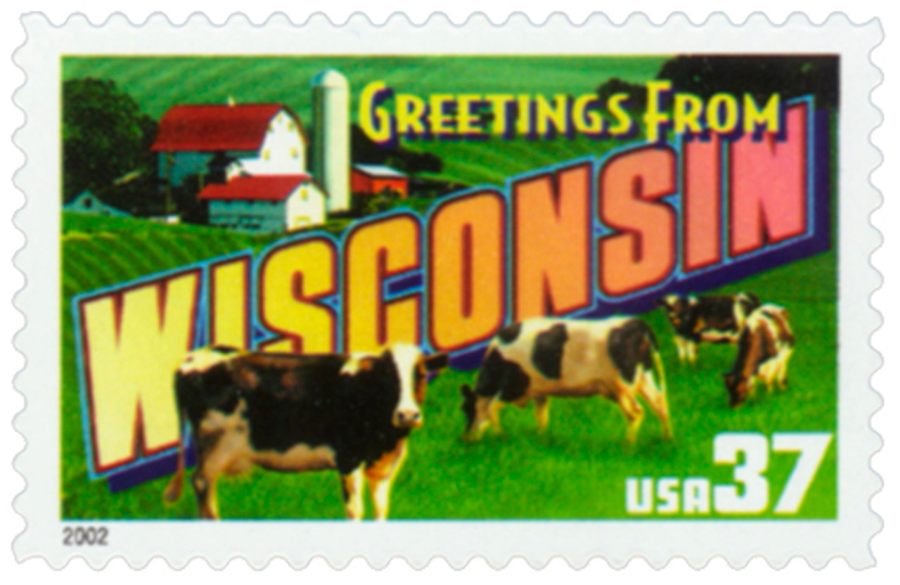 3744 - 2002 37c Greetings from America: Wisconsin