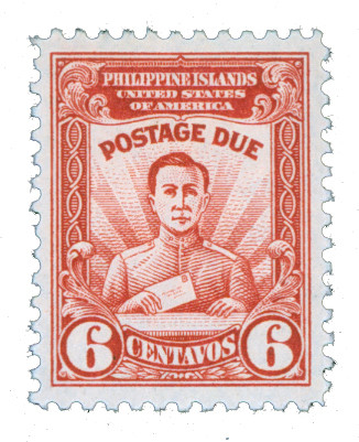 PHJ9 - 1928 6c Philippine Islands Postage Due, Post Office Clerk, Brown Red