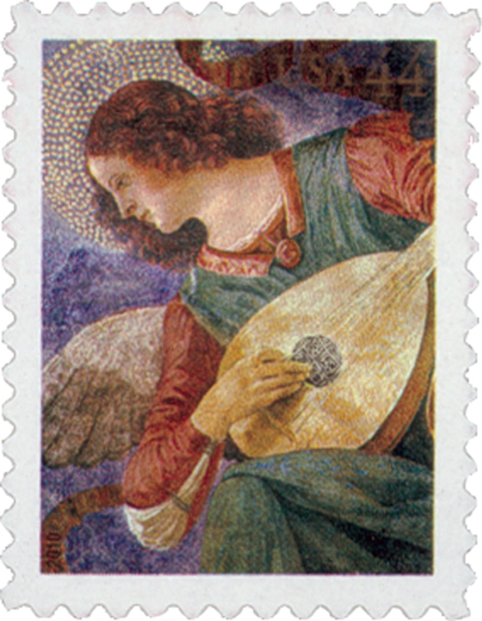切手。USA 37セント。 4477 - 2010 44c Angel with Lute - Mystic Stamp Company