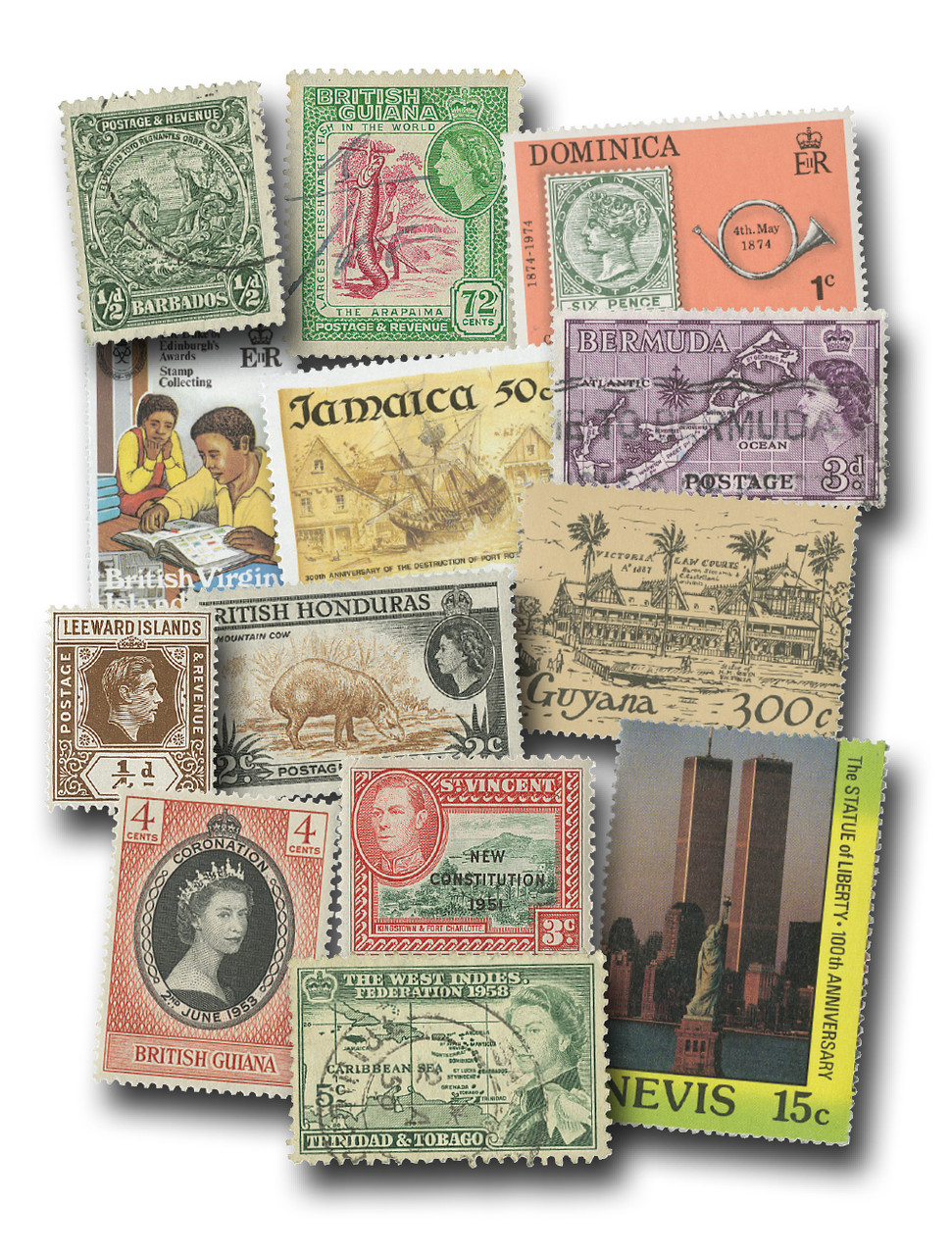 MP2157 - 95 Different British West Indies Stamps