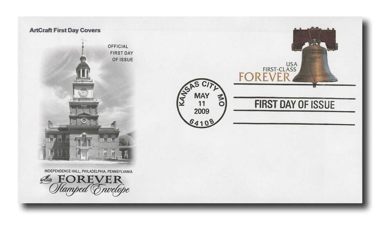 U667 - 2009-11 Forever Liberty Bell, Stamped Envelope, First Day Cover