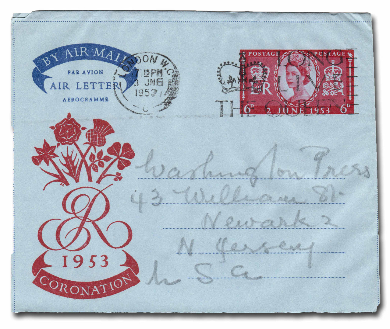 AC847 - 1953 Queen Elizabeth II Coronation Aerogramme