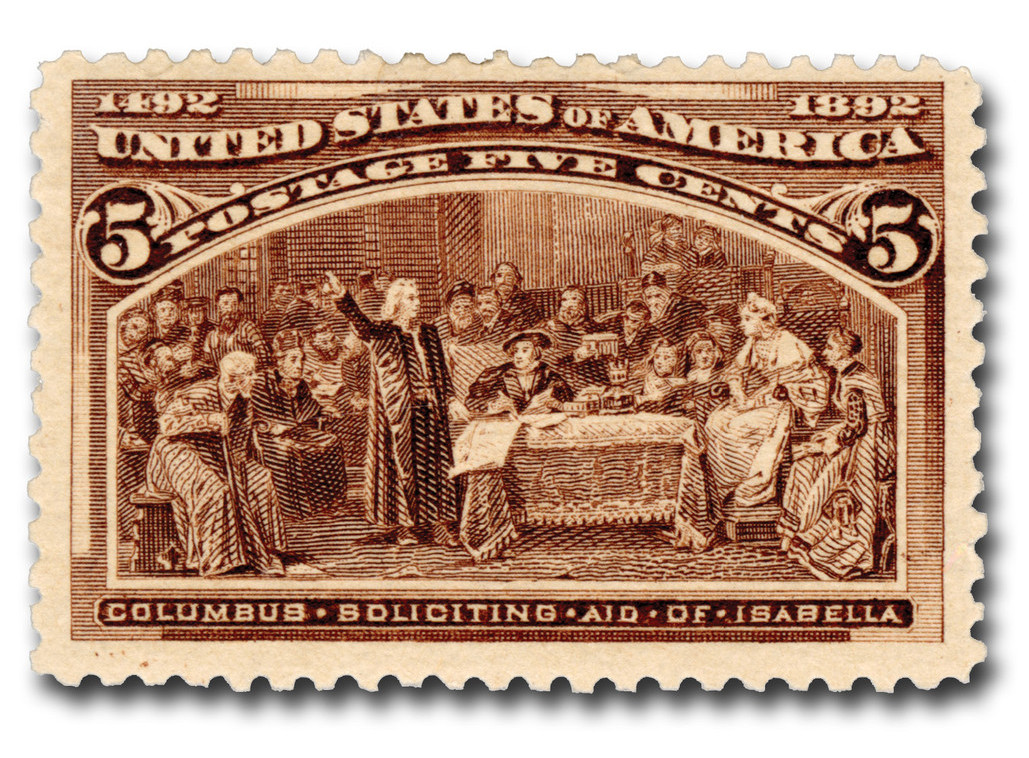 234 - 1893 5c Columbus Soliciting Aid of Queen Isabella, Chocolate