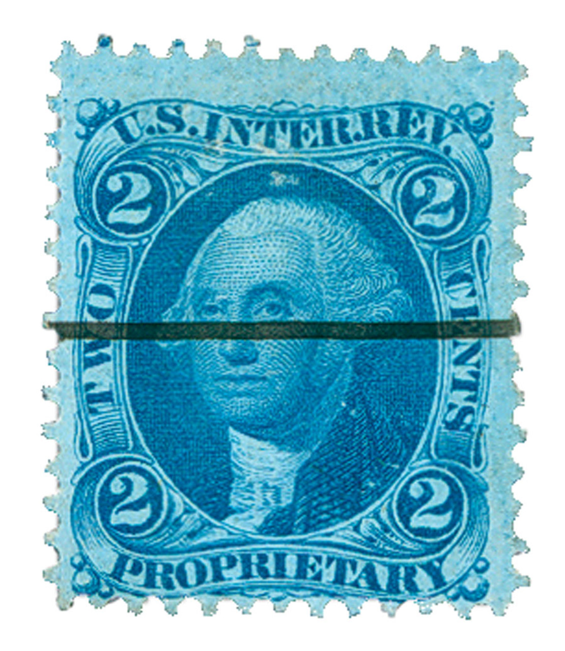 R13d - 1862-71 2c U.S. Internal Revenue Stamp, Proprietary, Blue, Silk Paper