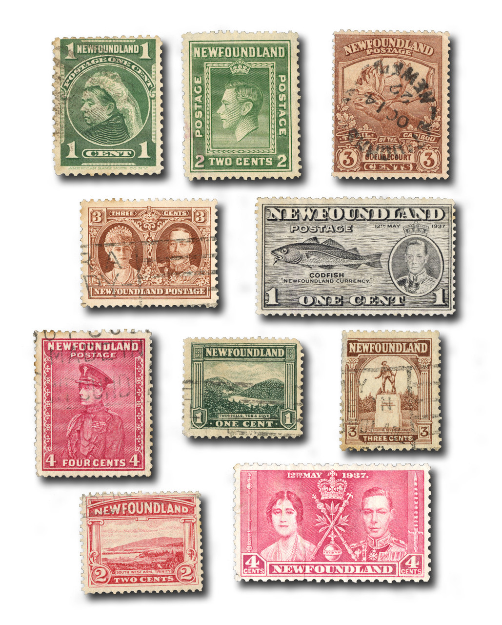 MP2167 - 10 Different Newfoundland Stamps
