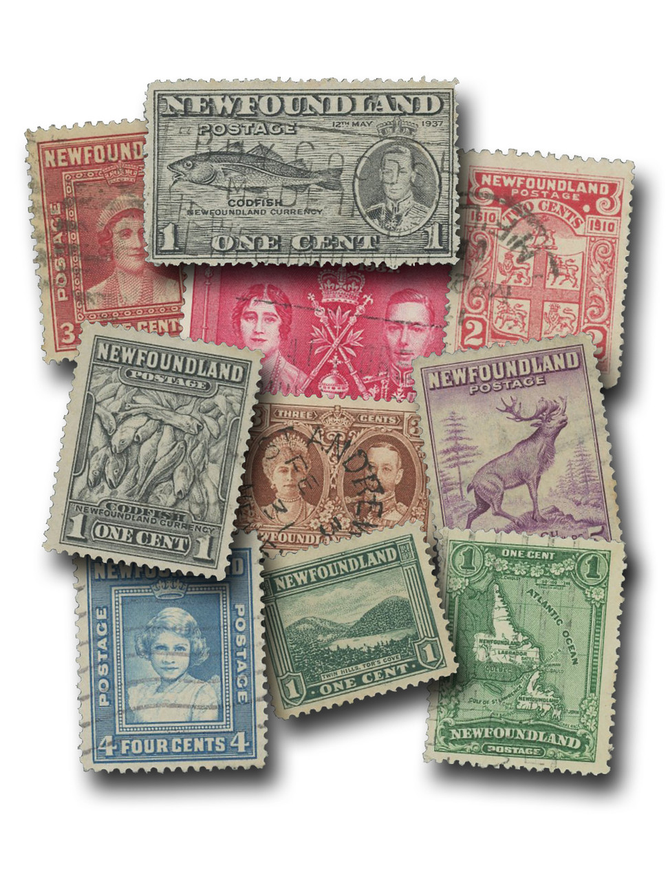 MP2167 - 10 Different Newfoundland Stamps