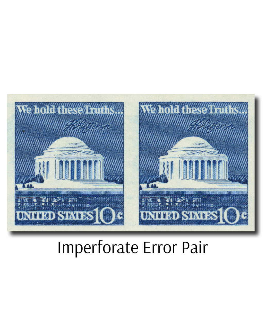 1520b - 1973 10c Jefferson Memorial, Imperf. Error - Mystic Stamp