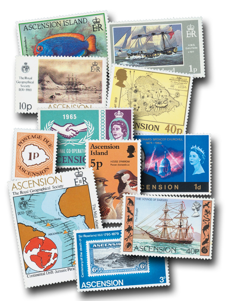 MP2142 - 15 Different Ascension Island Stamps