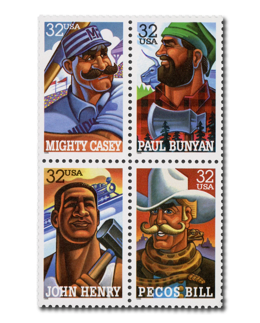 3083-86 - 1996 32c Folk Heroes