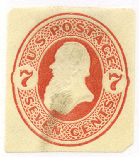 U88 - 1871 7c Edwin M. Stanton, Vermilion, Stamped Envelope, Amber Paper