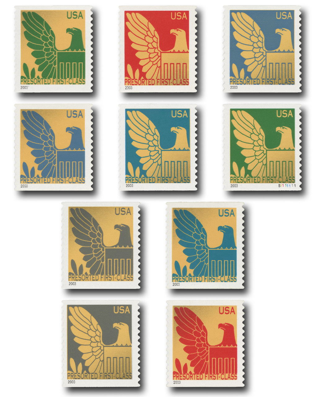 3792-3801 - 2003 25c Eagle, Perf. 11.5