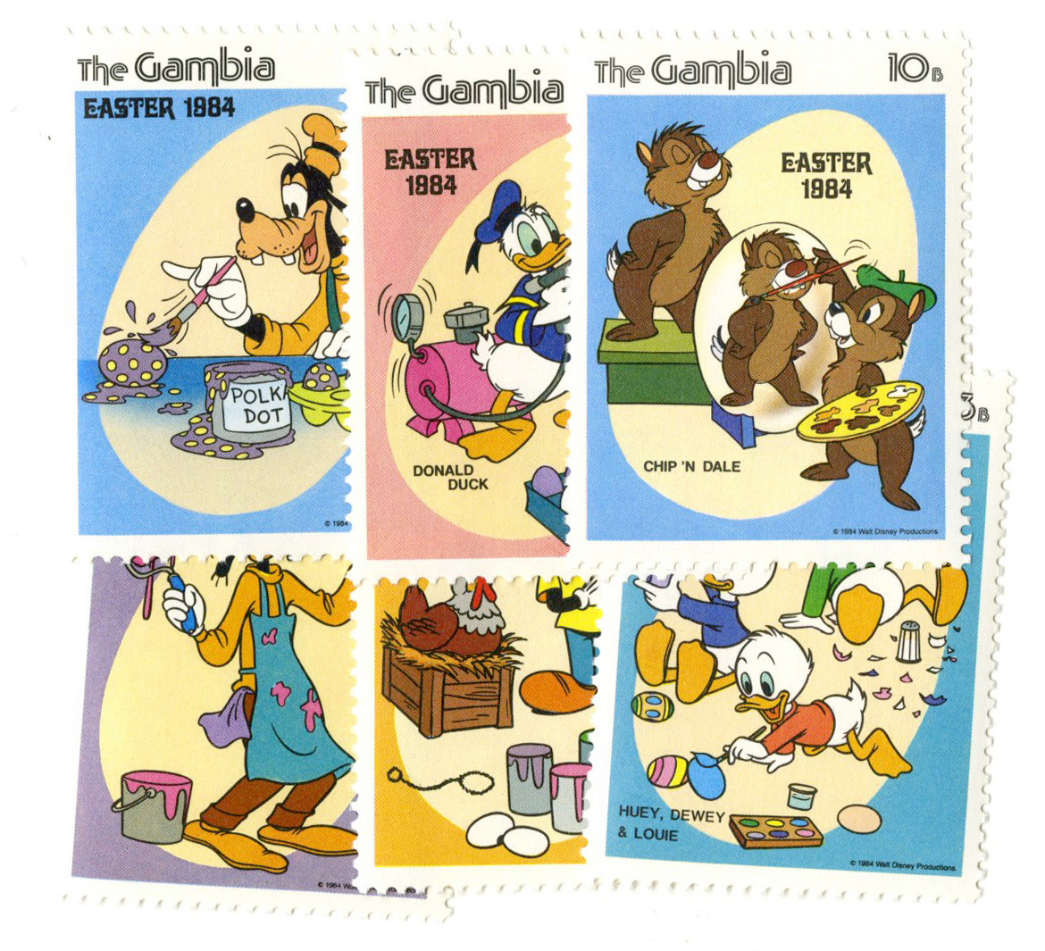 MDS116 - 1984 Disney's Easter, Mint, Set of 6 Stamps, Gambia
