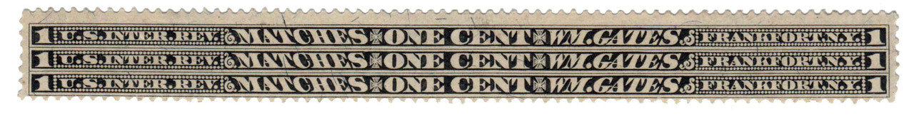 RO91b - 1871-77 3c Wm. Gates Matches, Black, Silk Paper