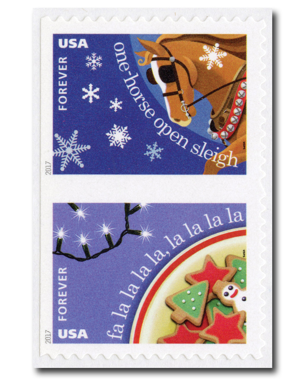 5247,5249 - 2017 First-Class Forever Stamp - Christmas Carols; Deck the Halls & Jingle Bells