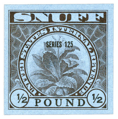 TE1108b - 1955, 1/2lb Snuff Tax Revenue Stamps - Series 125