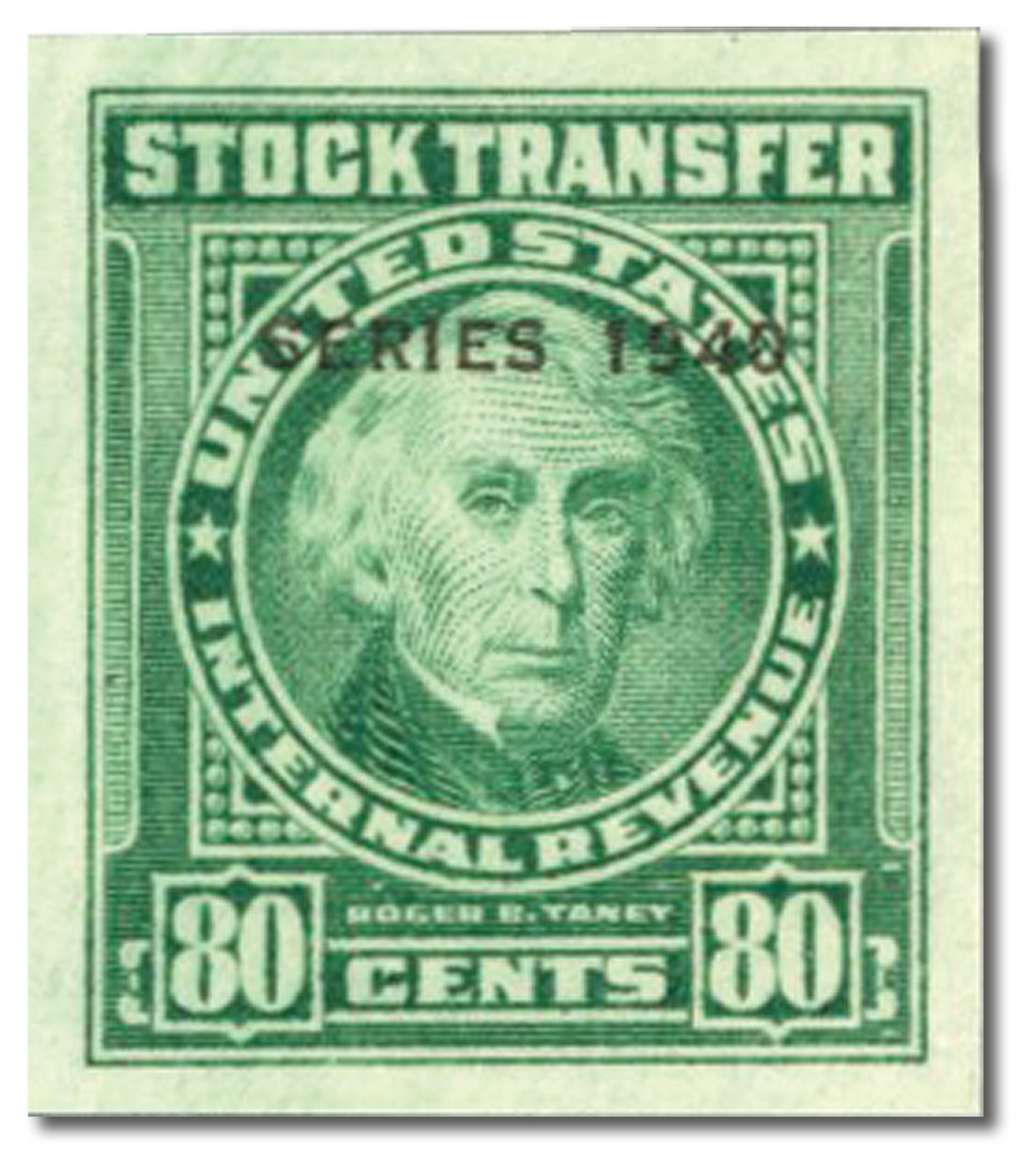 RD78a - 1940 80c Stock Transfer Stamp, Bright Green, Imperf