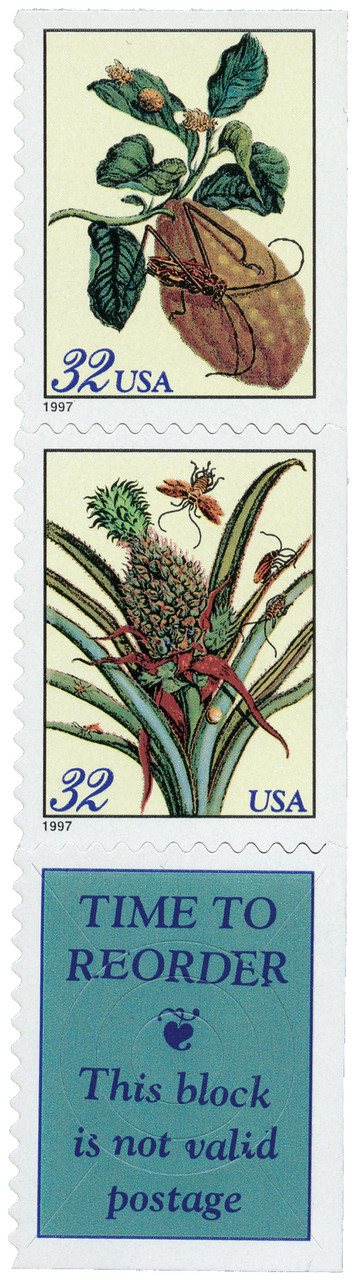 3127b - 1997 32c Citron and Flowering Pineapple, self-adhesive pair