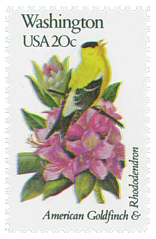 アメリカ合衆国の切手　state birds and flower 1999 - 1982 20c State Birds & Flowers: Washington - Mystic Stamp