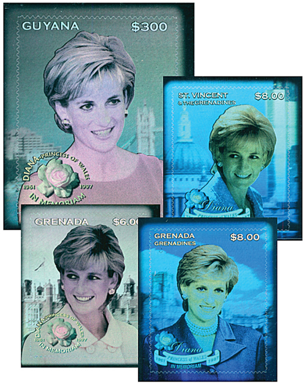 M11325 - 1998 Princess Diana Holograms, sets of 4